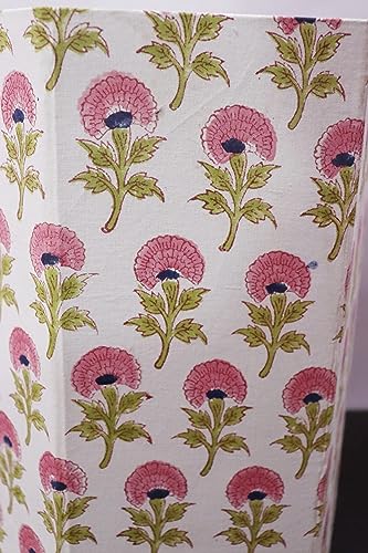 Image of Generic 3.3 Gallon Cotton Hand Block Printed Paper Waste Basket |Small Decorative Trash Can for Housewarming Gifts in Living Room, Bedroom, Bathroom | Eco-Friendly, Plastic-Free (1, PINK FLOWAR)