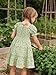 Toddler Girl Dress Short Sleeve Kids Floral Smocked Square Neck Beach Sundress | Summer Fashion Dresses (Green, 2-3T)