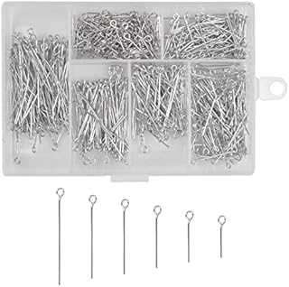 Changrongsheng 6 Sizes Eye Pins for Earrings Small Eye Pins Silver Iron Plating Metal Wire Open Eye Head Pins Earring Making Pins Jewelry Finding Pendant Necklace Repair with Box 42/31/28/24/21/17mm