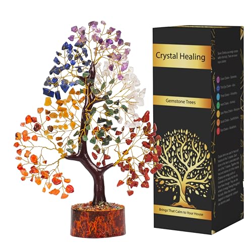 YUVDIPR Chakra Tree of Life - Crystal Tree for Positive Energy - Seven Chakra Tree - 7 Chakra Tree, Money Tree, Feng Shui Decor, Chakra Stones, Crystals and Healing Stones, Birthday Gifts for Women