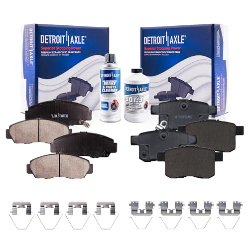 Image of Detroit Axle - Brake Pads for 2011-2012 Honda Accord, 2011-2014 TSX, Ceramic Brake Pads w /Hardware Front & Rear Replacement
