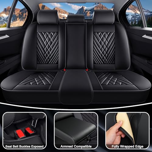 Image of Sierra 1500 Seat Covers Custom Fit for GMC Sierra 1500 2000-2026, Waterproof Nappa Leather Car Seat Cover, Comfortable and Anti-Slip Full Set Car Seat Covers(5 Seats /Black)