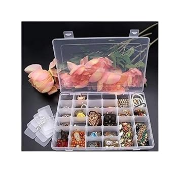 36 Compartment Multipurpose Plastic Jewellery Organizer Household Container and Kit Earring Organiser Small Good Storage Box Jewellery Vanity B|Design - 487 for Home and Kitchen