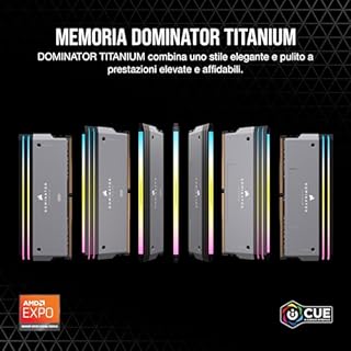 CORSAIR DOMINATOR TITANIUM RGB DDR5 32GB (2x16GB) DDR5 6000MHz CL30 AMD EXPO Intel XMP iCUE Memoria Compatibile per Computer - Grigio (CMP32GX5M2B6000Z30)