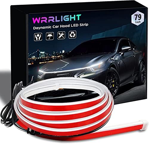 Car Hood Light Strip, 79 Inch Led Strip Lights for Car Hood Universal Engine Hood Guide Decorative Light Bar 12V Flexible Headlight Waterproof Daytime Running Light Strip for Cars,SUVs,Trucks (White)…