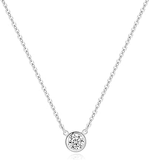 Cubic Zirconia Silver Necklaces for Women, Dainty S925 Sterling Silver Choker Necklace Simple CZ Jewelry Necklaces for Women Trendy Gifts