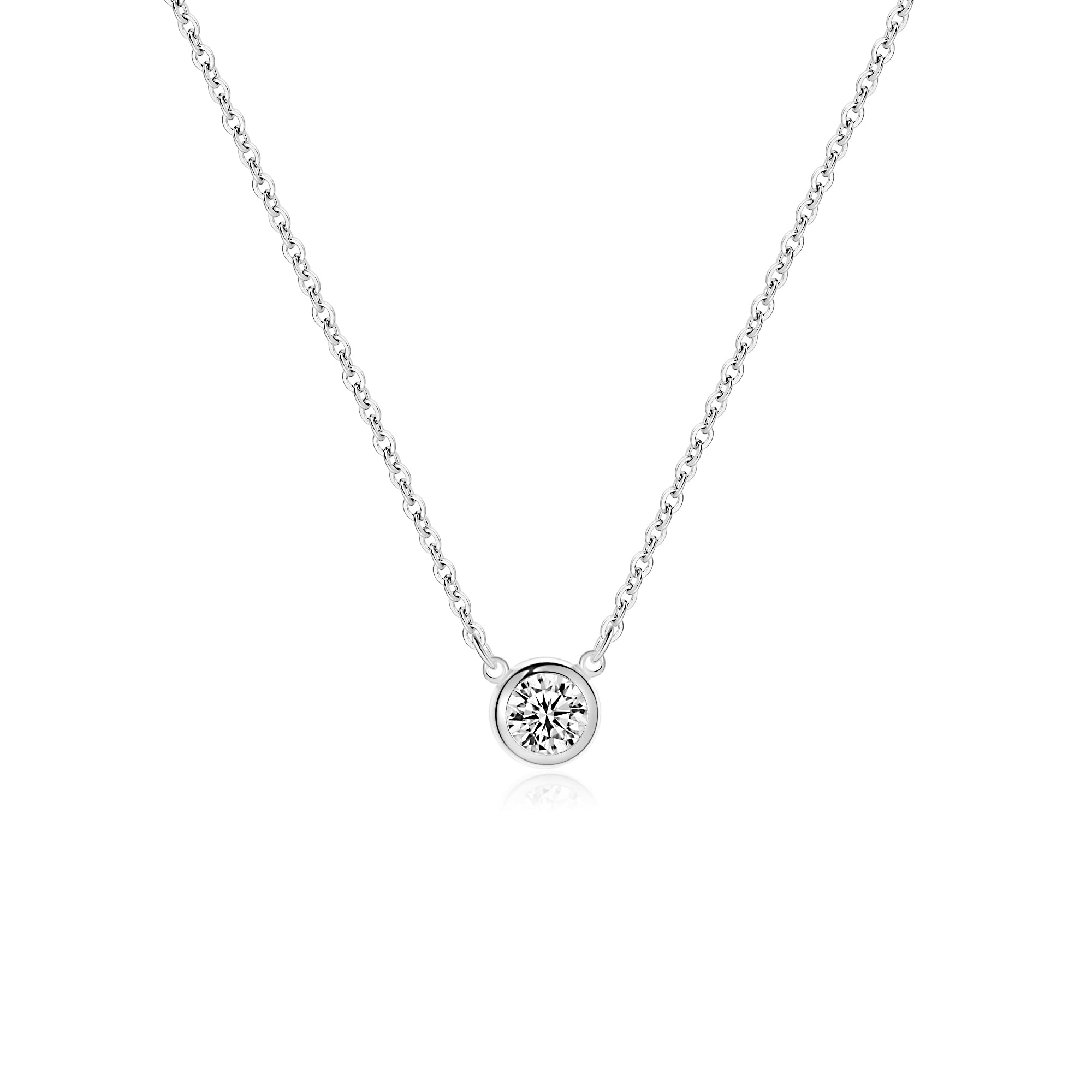 Tewiky Cubic Zirconia Silver Necklaces for Women, Dainty S925 Sterling Silver Choker Necklace Simple CZ Jewelry Necklaces for Women Trendy Gifts
