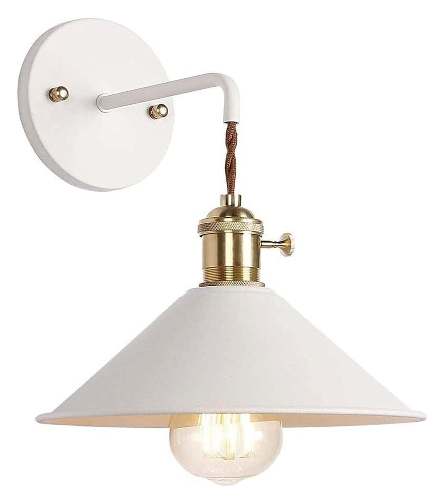 JKJZSALJ Style Metal Wall Lamp E27 Sconce Lights Edison Copper Holder Aisle Wall Lamps Lighting Fixture Adjustable Wall Lights, Modern,White,White