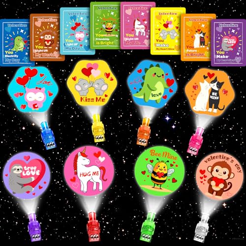 FlorWave Valentines Day Gifts for Kids,24 Pack Valentine's Finger Lights with Cards for School Valentines Classroom Exchange Gifts Valentines Party Favors Goodie Bag Stuffers