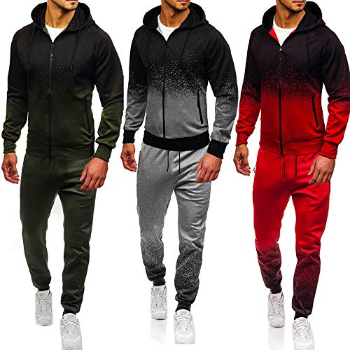Heren trainingspakken Set met zakken, Morbuy Casual lange mouw Sweatshirt Top Broek Sets Sport Pak Hoodie Jacket Bottoms Set voor Jogging Bodybuilding Gym Training - rood - XL - Afbeelding 4