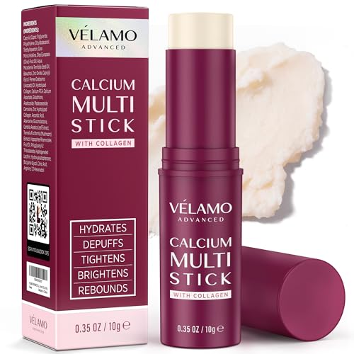 VELAMO ADVANCED Calcium Multi Balm Stick: Anti-Aging Hydrating & Firming for Under Eye Face & Neck - Travel Essentials All In One Calcium Volume Multi Balm with Collagen & Bakuchiol 0.35 oz/10g