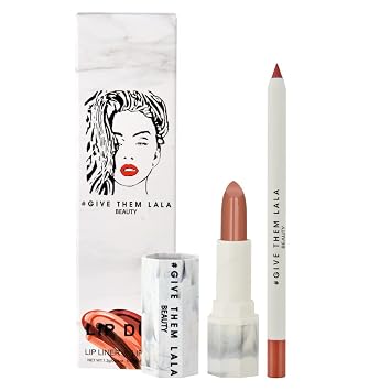 GIVE THEM LALA Lip Liner and Lipstick Set - THE BEACH Lip Kit For Long Lasting, Moisturizing Wear- All Day Lipstick and Liner with Silky Smooth Finish - Cruelty-Free Lip Makeup
