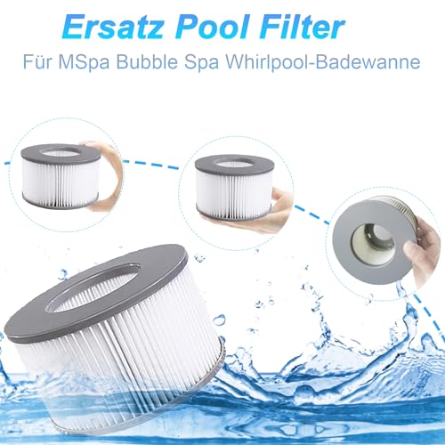 KGC Ersatz Filterkartuschen für MSpa Filter, 6 Stück Ersatzfilter kompatibel mit Whirlpool MSpa Modelle ab 2020, Filterkartusche Wasserfilter für Aufblasbare Pools,Heiße U-Boote und Spa