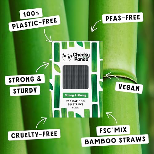 Miniatura 7 de The Cheeky Panda Bamboo Perfecto Para Cócteles Pajitas De Papel Negro Paquete De 250 Pajitas 100 Biodegradable, Sin Plástico, Ecológico, Resistente Y Sostenible