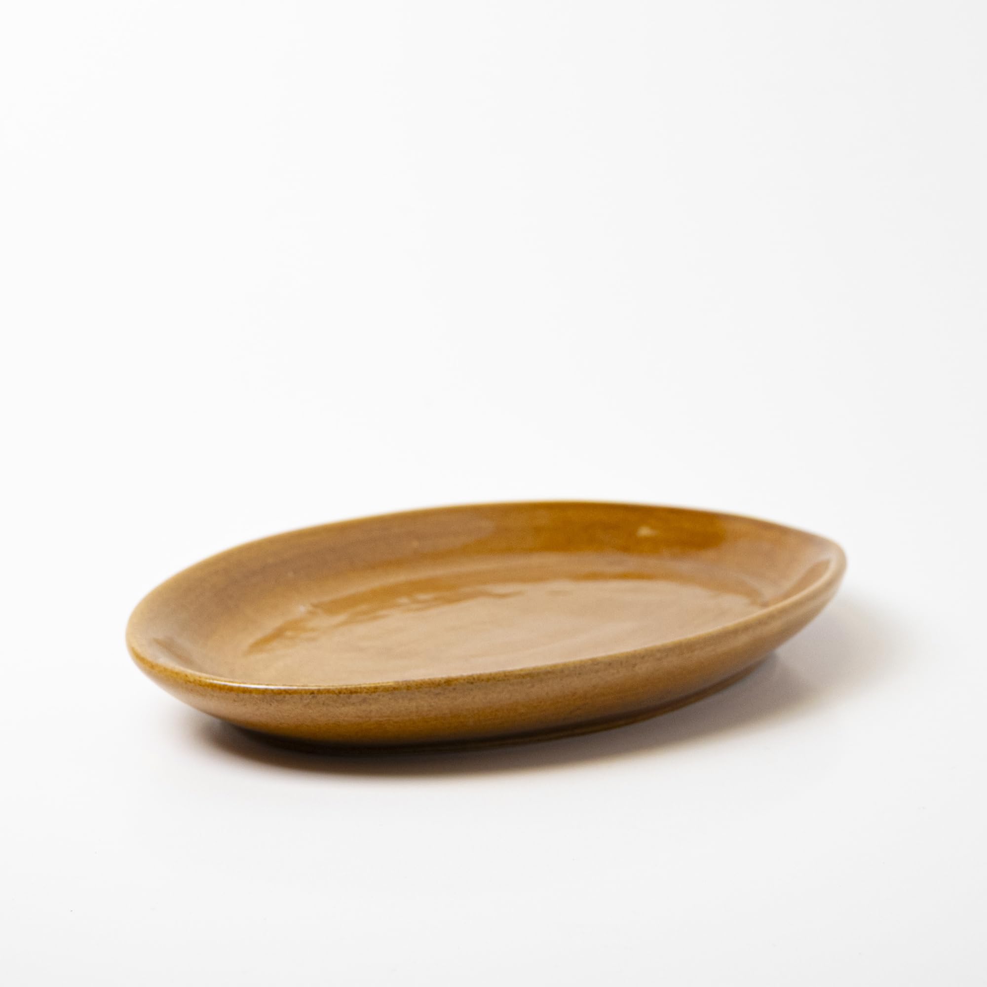 KALAKRITI Mustard Yellow Ceramic Oval Platter | Minimal Serving Plate for Snacks, Starters, Sushi & Desserts | Elegant Handmade Tableware for Home, Café & Restaurants - 27 x 17.5 x 2.5 cm (Set of 2) 3