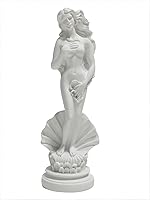 KIKITOY Aphrodite Birth of Venus Statue on Half-Shell, 7.6 Inch Handmade Resin Greek Goddess Figurine, White Home Office Decor Sculpture