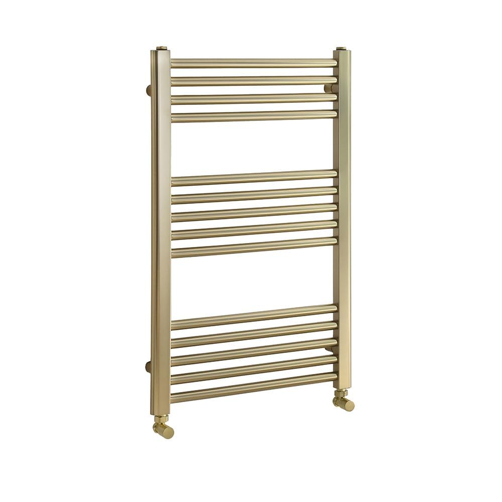 Milano Brushed Brass Orelia Flat Ladder Steel Heated Towel Rail - 800Mm X 500Mm