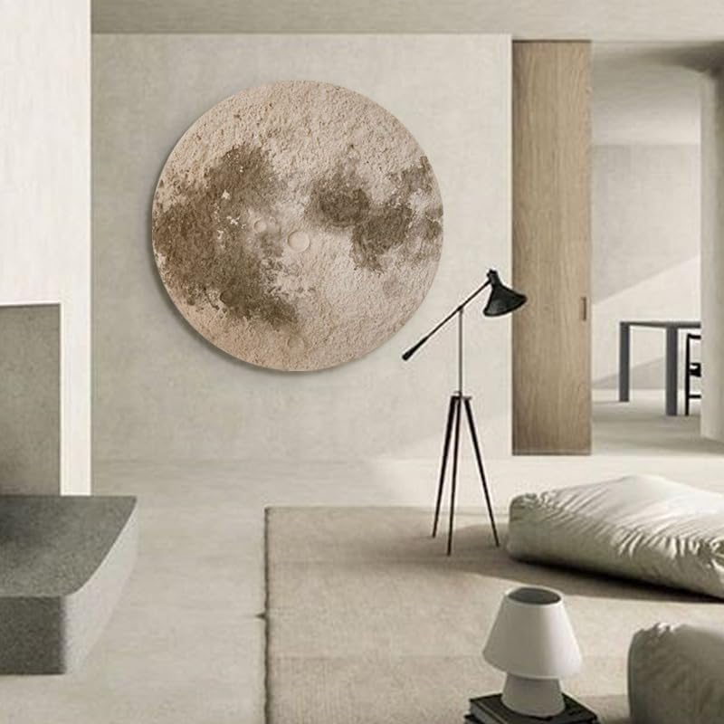 Amazon.co.jp: 砂岩のテクスチャーの丸い月の壁アート、玄関の装飾
