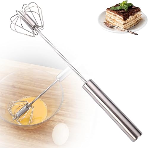 Miniatura 11 de Nuevo Batidor de Huevos Semiautomático de Acero Inoxidable 2025, Mezclador Agitador de Empuje Manual, Batidora Giratoria Multifuncional Rotativa,