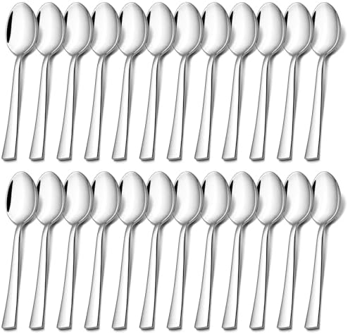 TeamFar Teaspoon Set of 24, 6.7 Inch Stainless Steel Mini Tea Spoons, Small Spoon Silverware for Coffee Tea Soup Dessert, Non-Toxic & Heavy Duty, Mirror Polished & Dishwasher Safe