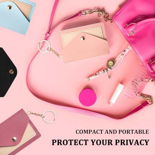 4 Pack Birth Control Pill Case Sleeve Packet 4.3 X 3 Inch Wallet Pu Leather Medicine Holder Privacy Protection Birth Control Pill Pouch Contraceptive Medicine Holder (Black, Pink, Blue, Dark Pink)