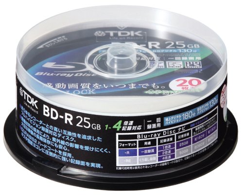 TDK 録画用ブルーレイディスク 25GB BD-R(1回録画用) 4X ホワイトワイドプリンタブル