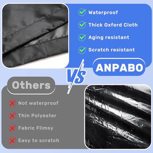 Image of ANPABO Kids Ride On Toy Car Cover with Pattern, Universal Fit, All Weather Waterproof Snowproof Windproof UV Protection, 2X Heavier Oxford, Cover for Power Wheels Jeep Truck, Black