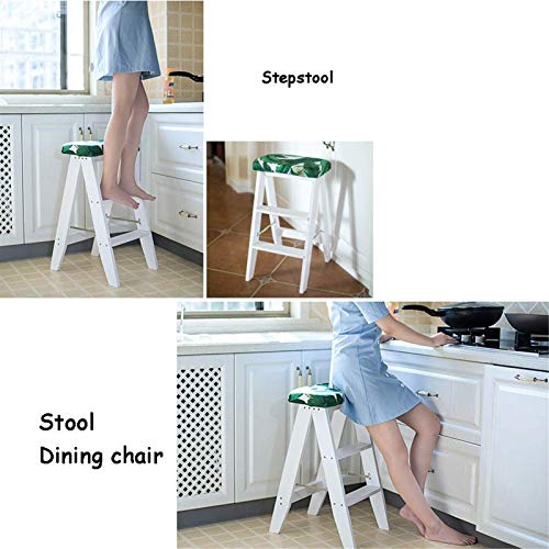 Taburete de escalada para interiores de madera con 3 peldaños y silla plegable 3