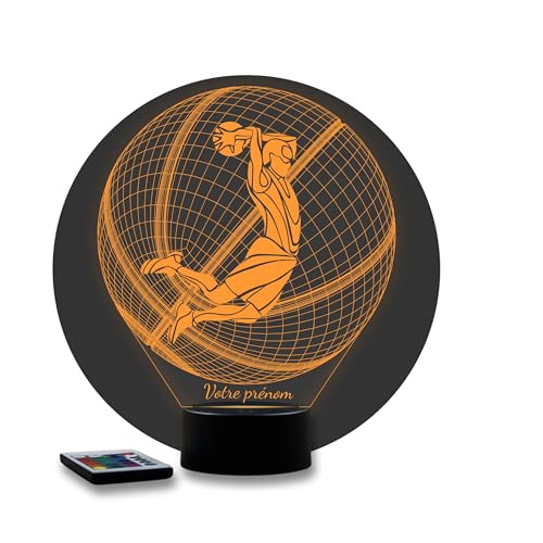 JNB-Maker Lampe 3D Basketteur Basketball Personnalisable – Veilleuse LED 16 Couleurs avec Télécommande – Gravure Laser Haute Précision – Décoration...