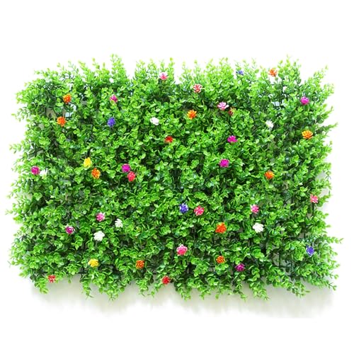 Paquete De 12 Paneles De Césped Artificial For Pared, Fondo Verde, Seto De Flores Verdes, Decoración De Pared Verde, Apto For Exteriores, Interiores Y Patios Traseros(Style H)