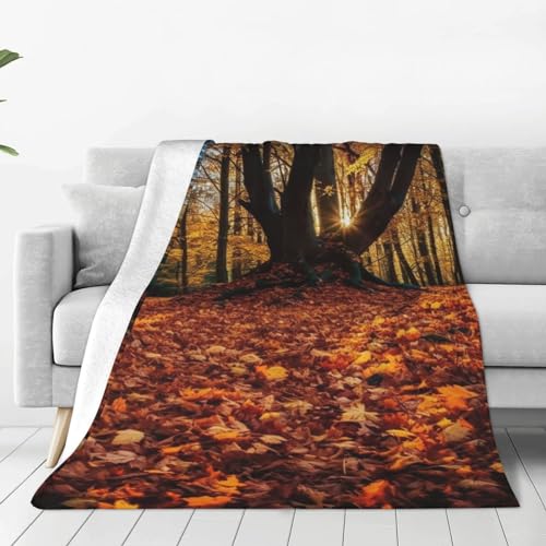 Couverture chaude pour canapé et lit : design feuilles mortes douces 152cm - 2