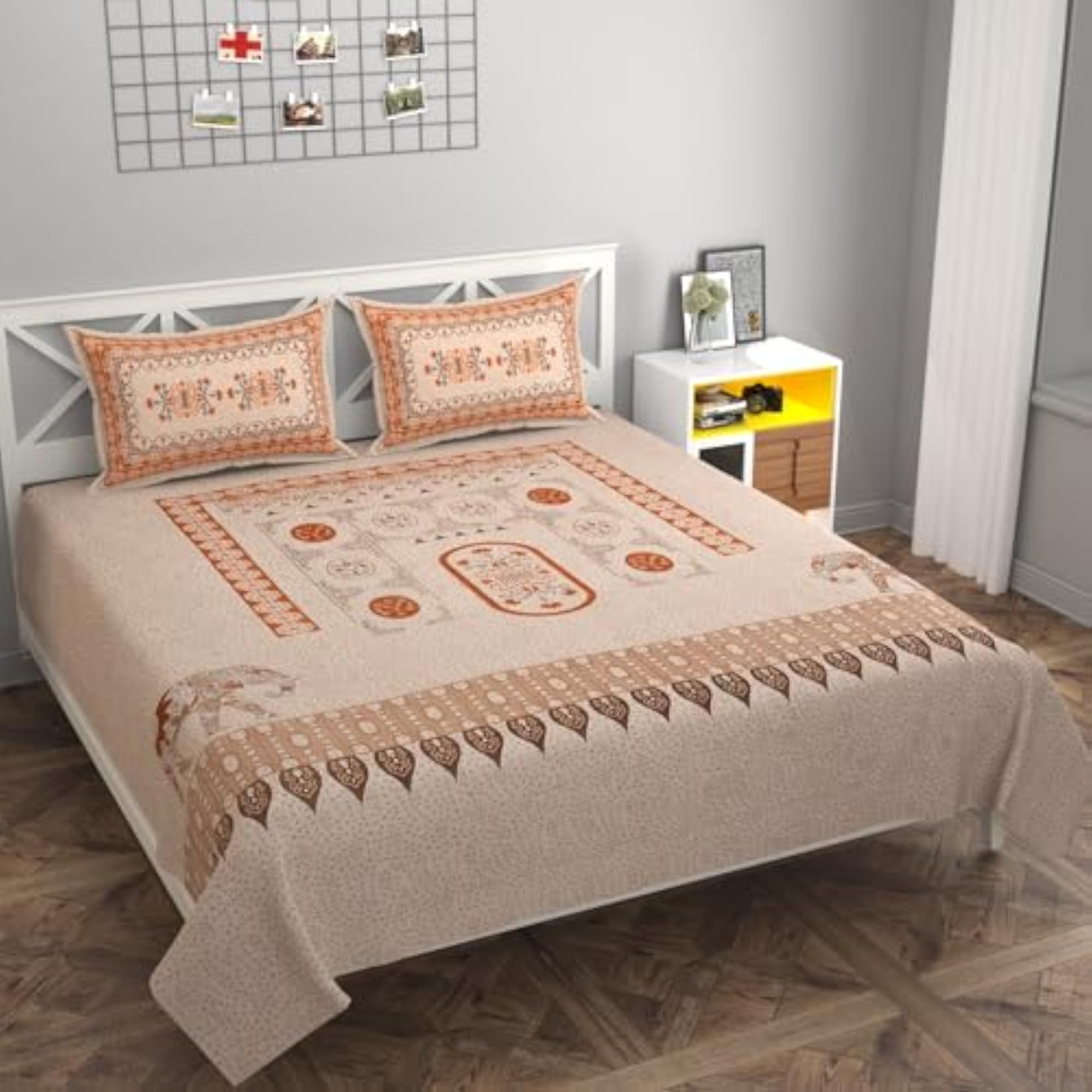Rajasthani Jaipuri Traditional Floral King Size Bedsheet Set