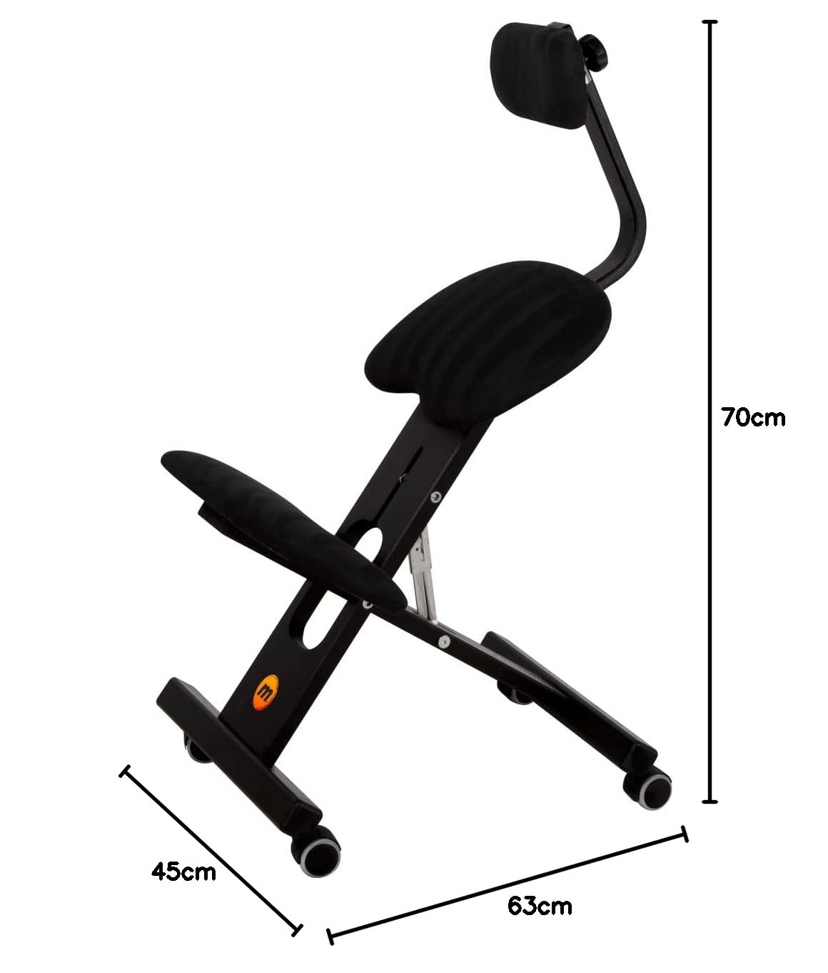 Mercurius Ergo-Soft OP Ergonomischer Stuhl Orthopädischer Kniestuhl Computerstuhl Kniehocker Stoff - Made in EU, CE, TUV (Black)