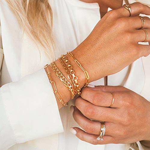 Image of MEVECCO Bracelet for Women 14K Gold Plated Dainty Chain Simple Jewelry Cute Handmade Minimalist for Her