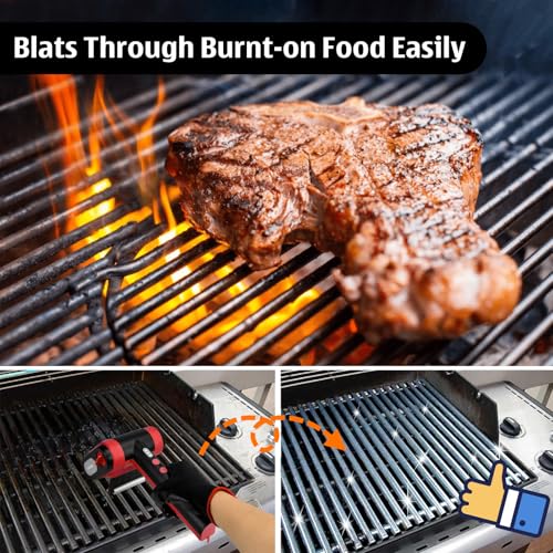 Image of Electric Rechargeable Grill Brush,Grill Cleaner for Outdoor Grill with 800 RPM Motor - Bristle-Free Stainless Steel Grill Cleaner with LED Light for BBQ, Heavy Duty Grill Cleaning Tool (BlackRed)