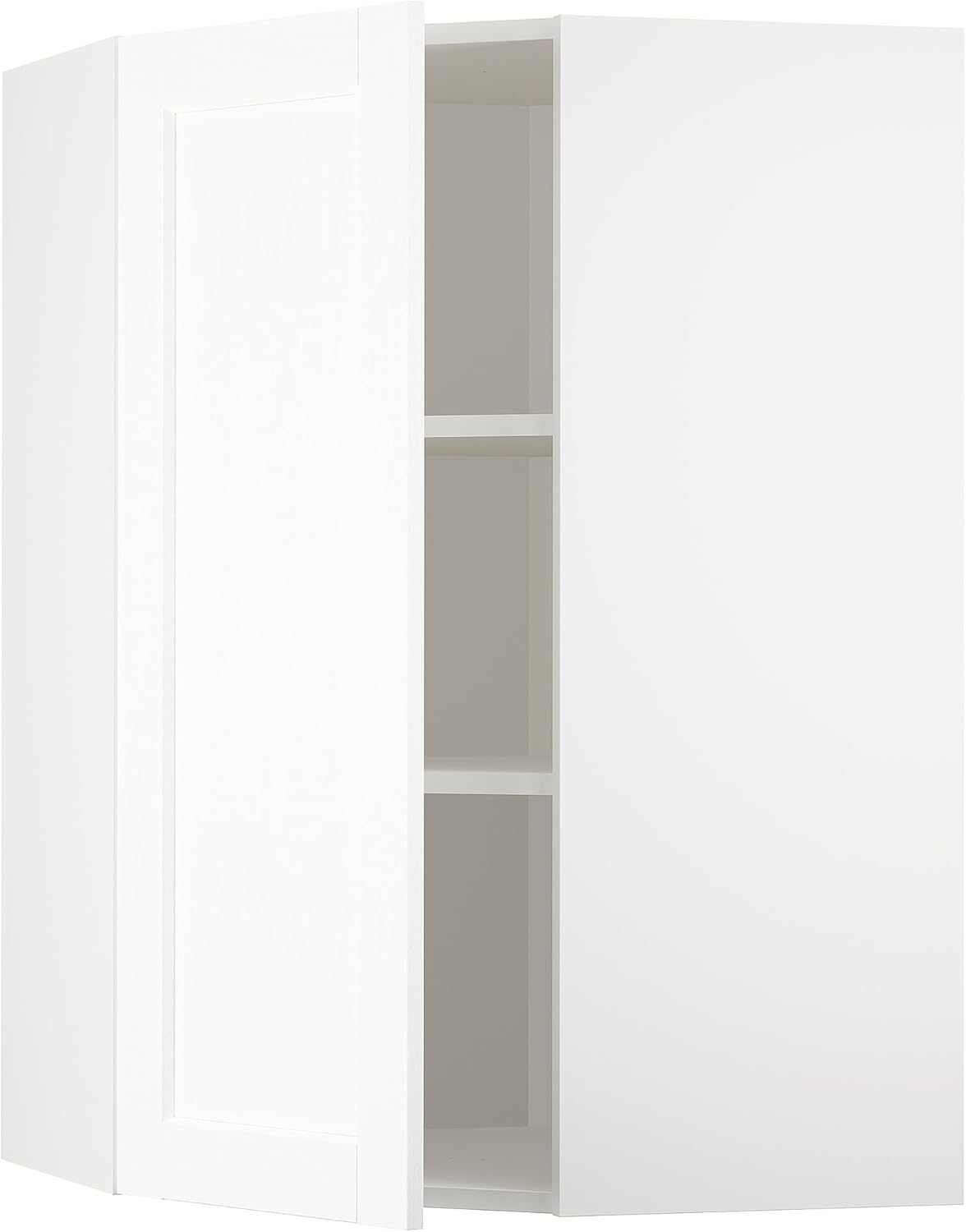 METOD Corner wall cabinet with shelves, white Enköping/white wood effect, 68x100 cm