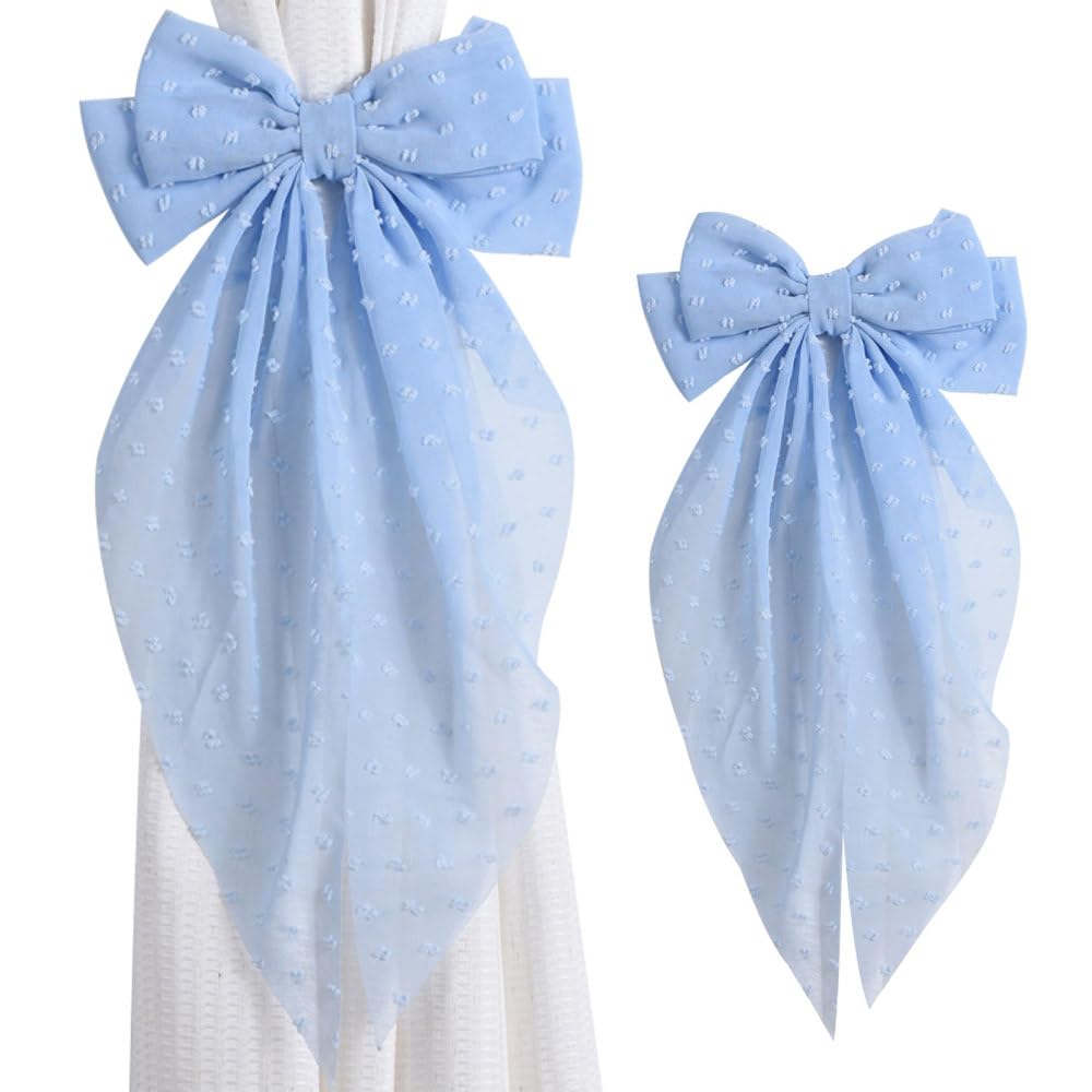 2PCS Bow Curtain Tiebacks, Sweet Lace Curtain Holdbacks with Buckle for Home Bedroom Wedding Party Decoration