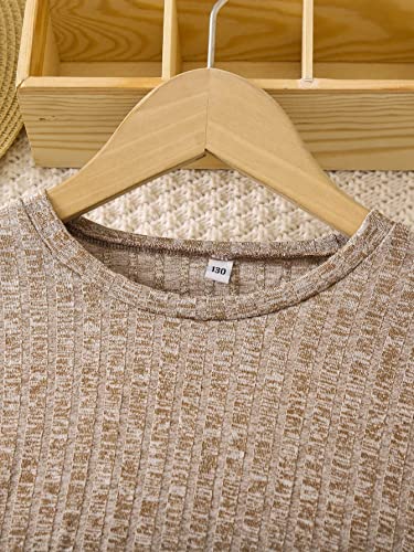 Image of WDIRARA Girl's Ribbed Short Sleeve Top and Biker Shorts Set 2 Piece Summer Outfits