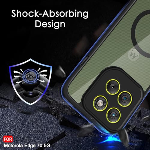 Image of TheGiftKart Hybrid Shockproof Back Cover Case for Motorola Moto Edge 70 5G | Hard Back Cover Case for Motorola Edge 70 5G (PC & TPU, MagSafe Compatible, Transparent Clear Back, Black Sides)