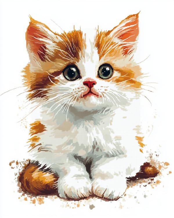 Point de croix débutant kit de broderie chat pré-imprimé anti-stress