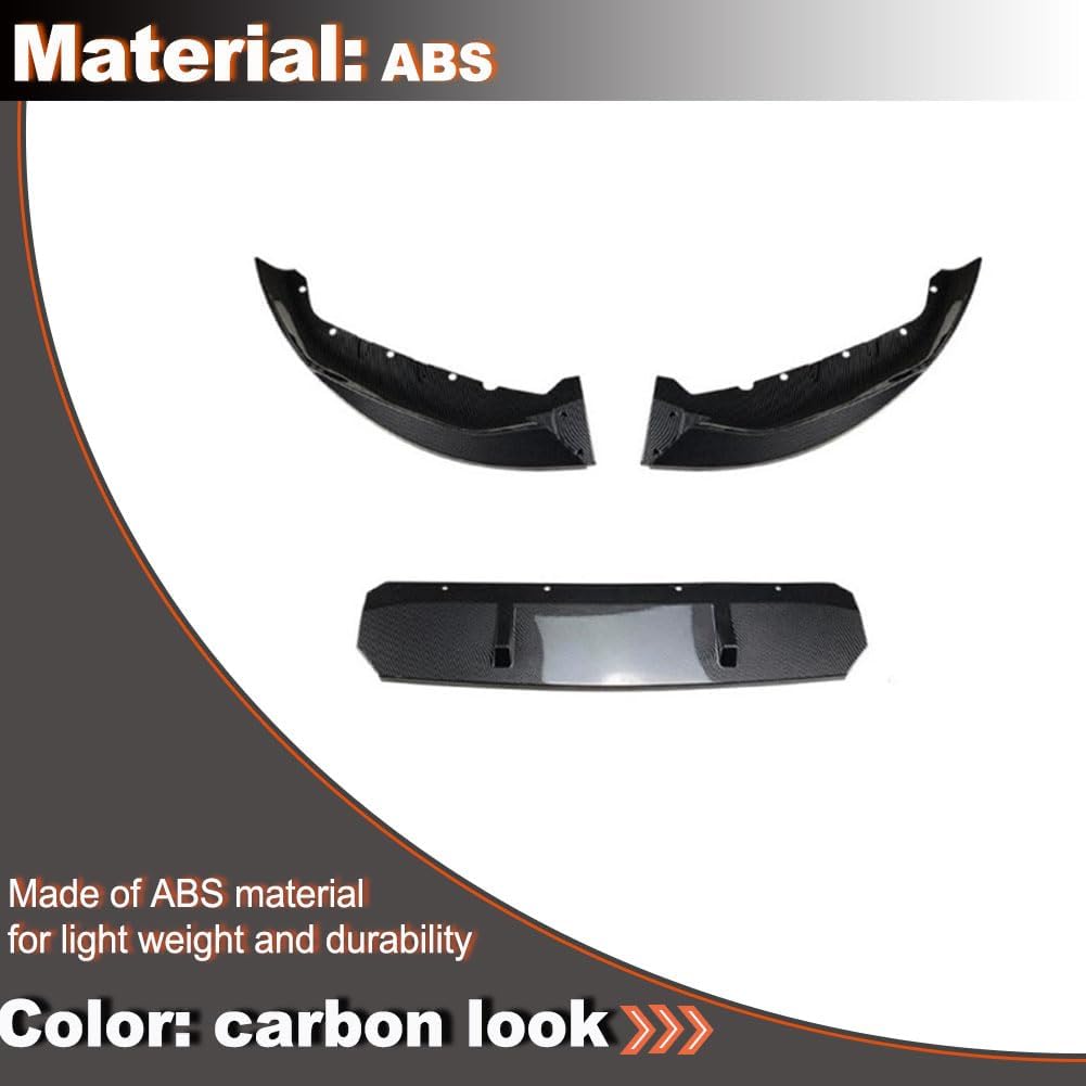 Carbon Look Front Bumper Lip Splitters Compatible with BMW 5 Series G30 G31 540i M Sport LCI 2021-2023 ABS Front Lip Lower Chin Spoiler Splitter Air Dam 3pcs/Set