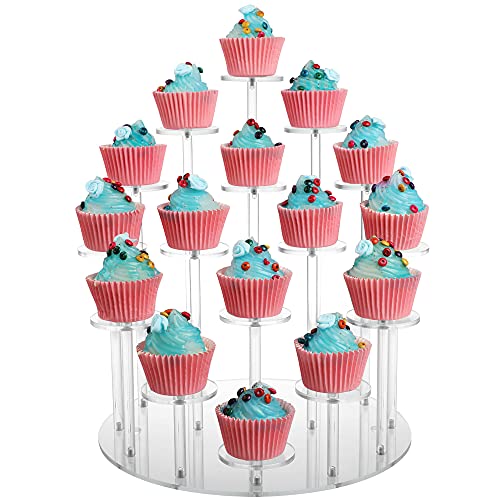 Acrylic Cupcake Stand-Premium Cupcake Holder, Cupcake Display Stand Dessert Stand Pastry Serving Platter Display for Party Wedding Birthday Holidays Christmas 16 Stand