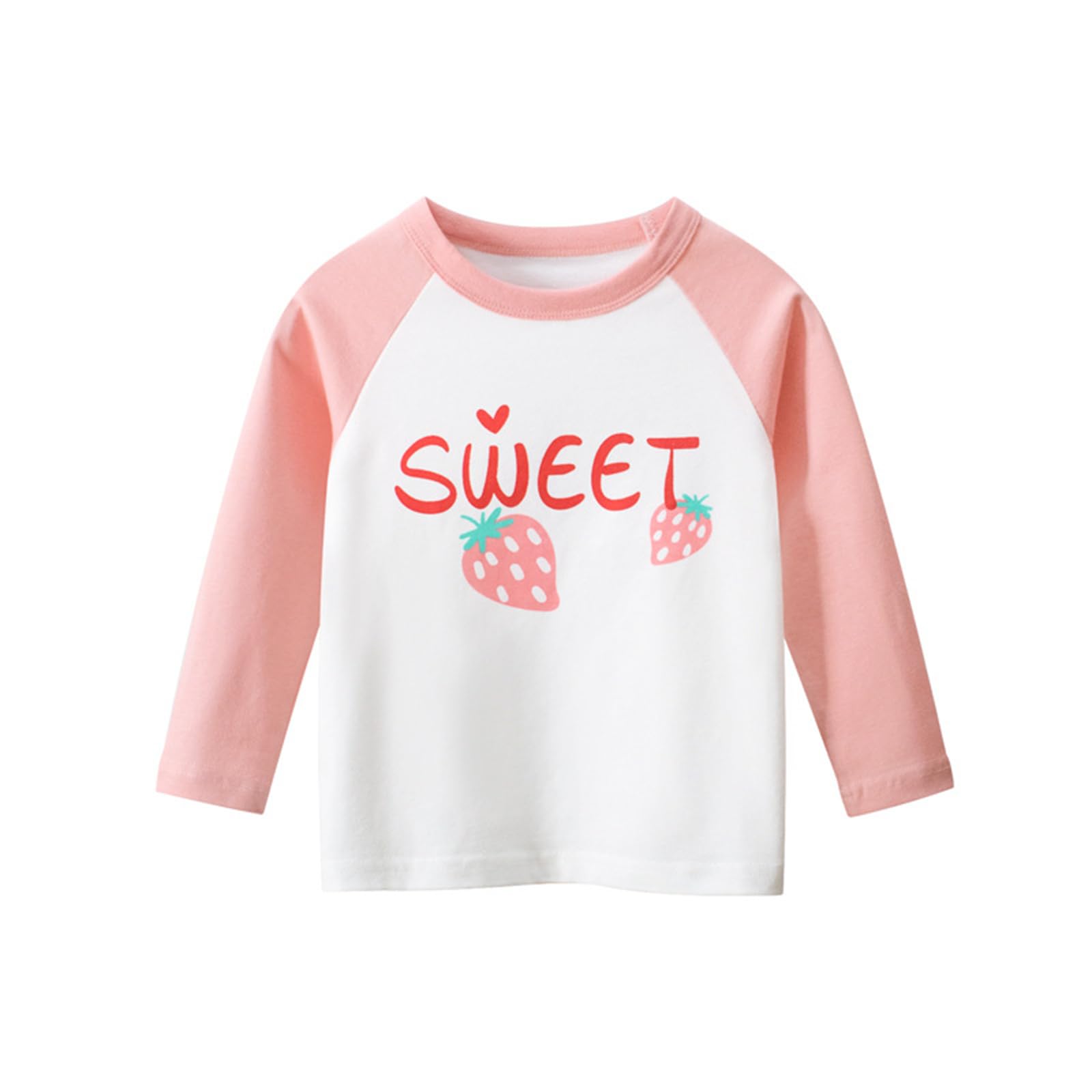 Meufam Baby Girls Long Sleeve T- Shirts Cotton Tops Tee Shirt Girls Clothes Blouse Basic Layering T-Shirt 2t-8t (Pink,100/2-3 Y,Unisex,Big Kid,US,Age,2 Years,3 Years)