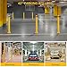 4 Packs 42 Inch Safety Bollard Post, 4.5 Inch Diameter Steel Pipe Bollard with 16 Anchor Bolts, Heavy Duty Yellow Steel Bollard for Parking Lot Security, Driveway Barrier, Warehouse Entrance