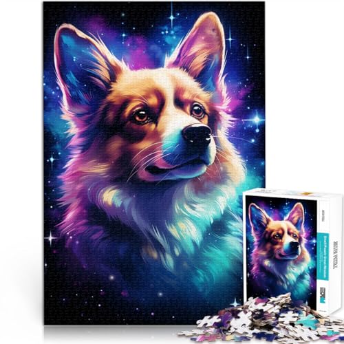 Rompecabezas para adultos de 1000 piezas con diseño de Corgi cósmico para desafíos en familia