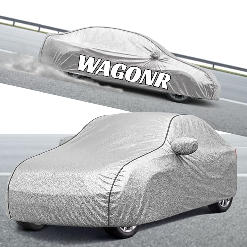 Image of Kayme Compatible with Silver WagonR Car Cover Waterproof Car Body Cover for All Weather Proof & Full Bottom Elastic, Triple Stitching with 100% Nail Proof Cover