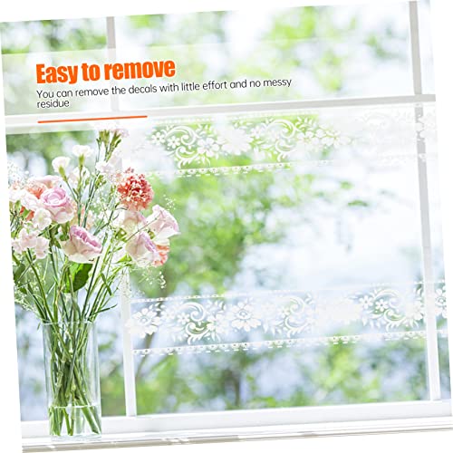 SEWOART 2 rolos de adesivo de padrão de vidro papel de parede branco decalques de flores adesivos de