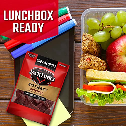 Jack Link's Beef Jerky, Original - Flavorful Meat Snack For Lunches, 13G Protein And 100 Calories, Made With 100% Beef - No Added Msg** Or Nitrates/Nitrites, 1.25 Oz (Pack Of 10) #TOP1