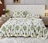 LEVINIS Large Bohemian Bed Blankets 80'' × 90'', Ultra Soft Aztec Bed Blanket for All Season, Cozy, Plush, Bohemian Throw Blanket for Bed/Couch/Sofa/Office/Camping, Green