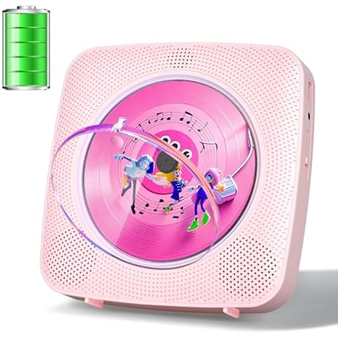 Gueray Portable CD Player Bluetooth: CD Players for Home Rechargeable Desktop Wall Portable CD Player with Bluetooth & Dual Speakers 1800mAh Boombox FM Radio USB Type-C MP3 Music Player Cover